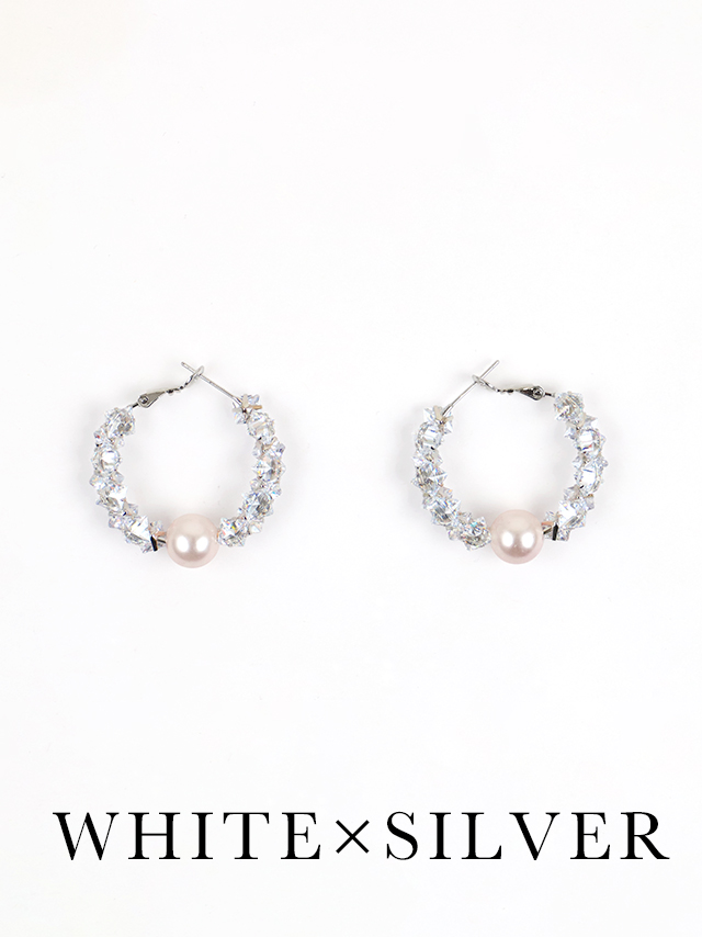 クリスタルパールフープピアスのカラーバリエーション画像1