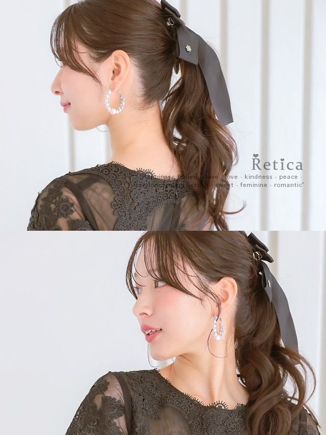 クリスタルパールフープピアスのイメージ画像