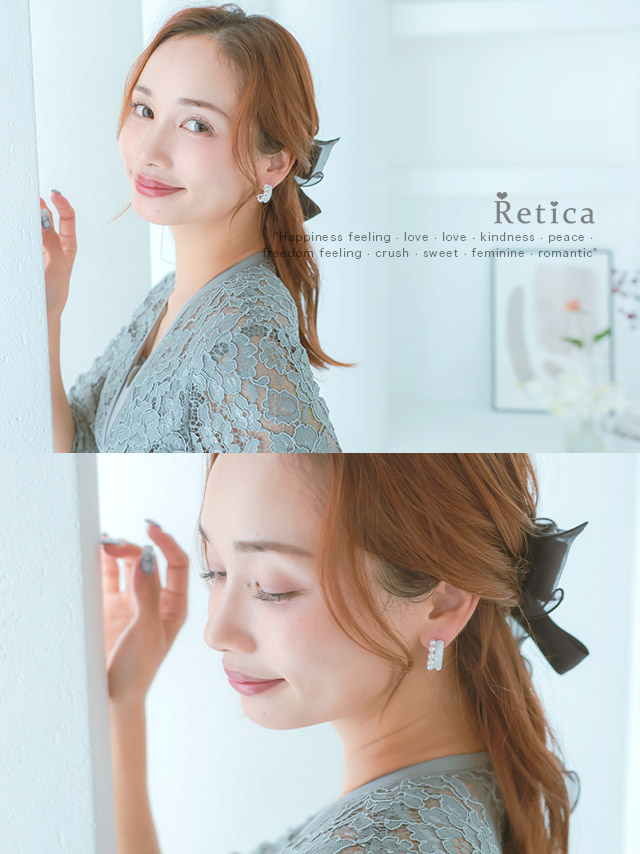 パール×ビジューハーフフープピアスのイメージ画像