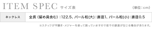 二連パール ビジューチャーム ネックレス×ピアス アクセサリー2setのサイズ表