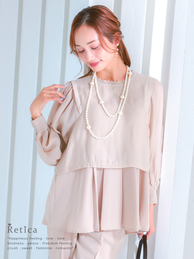 二連パールデザイン ロングネックレスのイメージ画像1