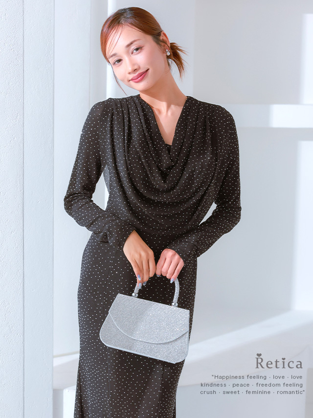 チェーンショルダー付き2Wayラインストーンハンドミニバッグのメイン画像