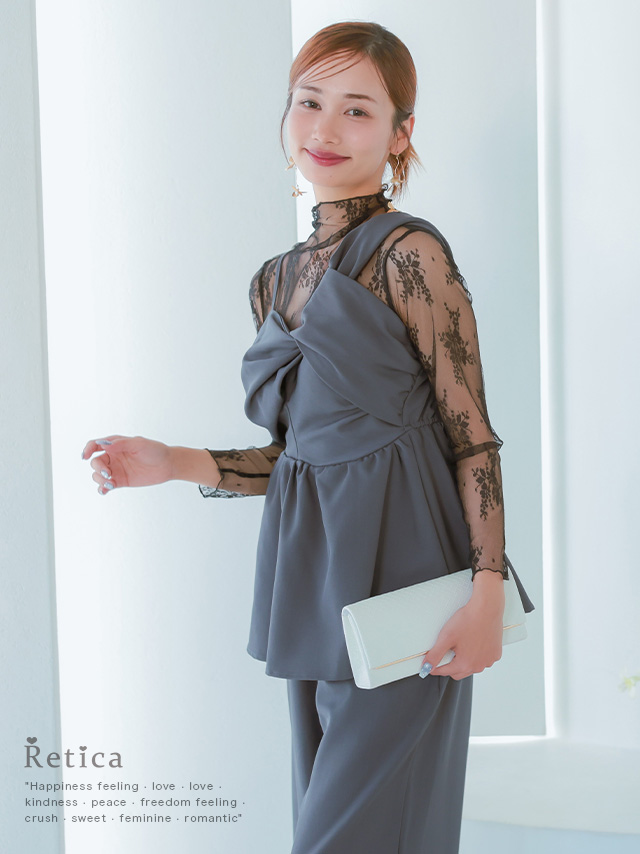 がま口パールショルダーチェーン付きプリーツ2Wayバッグの着用イメージ画像1