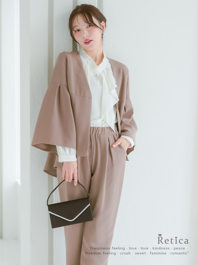 V字カットビジューチェーン付きサテン2Wayハンドミニバッグのイメージ画像2