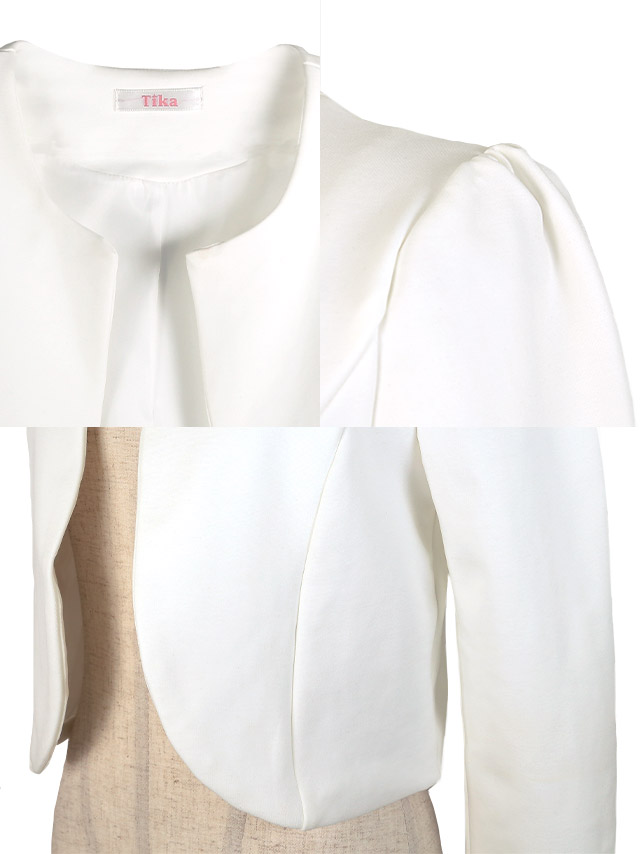 ノーカラー長袖シンプルボレロジャケットの商品詳細1