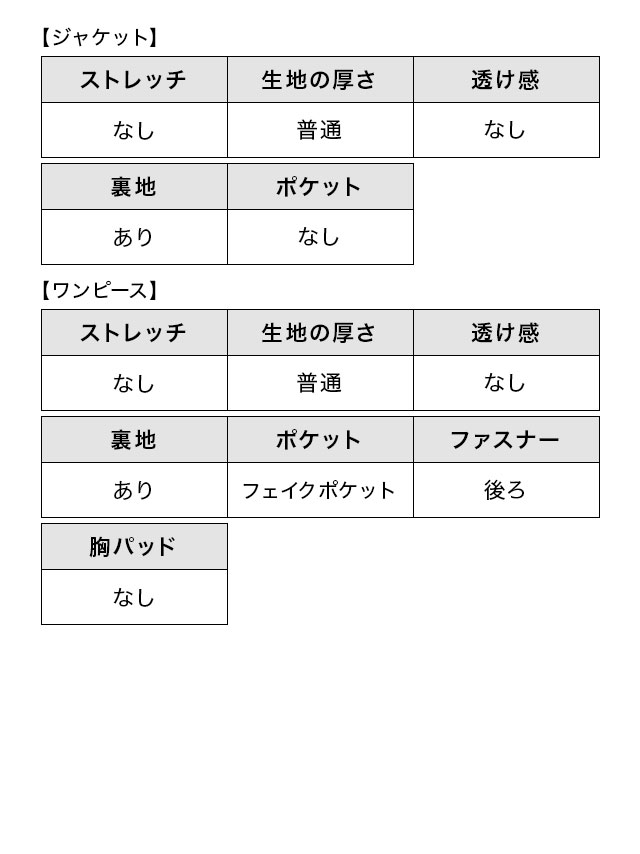 アシンメトリーデザインセットアップスカートスーツのサイズ表