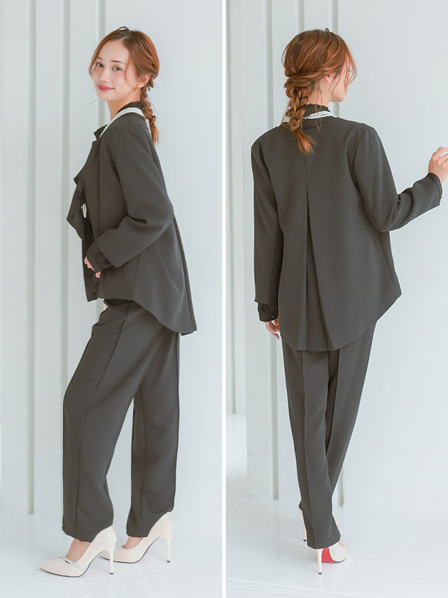 カシュクールデザインハイウエスト切り替えパーティードレスのイメージ画像3