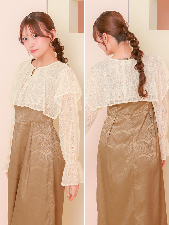 フリルレースフェミニンボレロのサイドバック画像