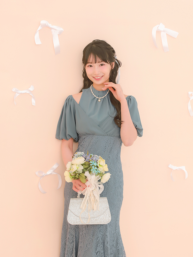 カシュクールデザインハイウエスト切り替えパーティードレスのイメージ画像3