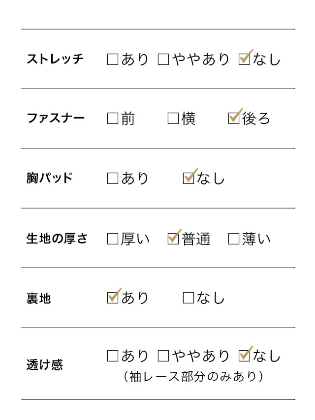 ビスチェ風トップスデザインレースMIXスカートパーティードレスのサイズ表