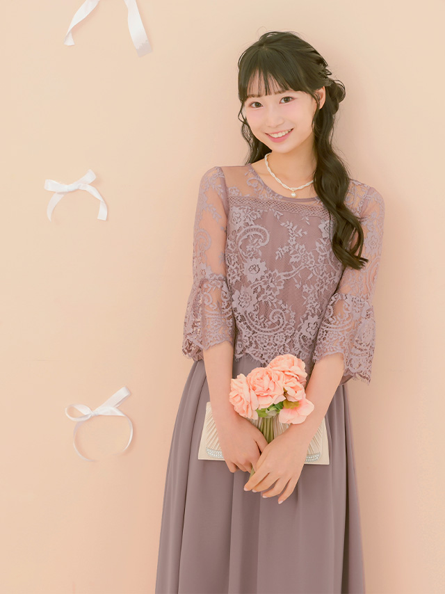 カシュクールデザインハイウエスト切り替えパーティードレスのイメージ画像3