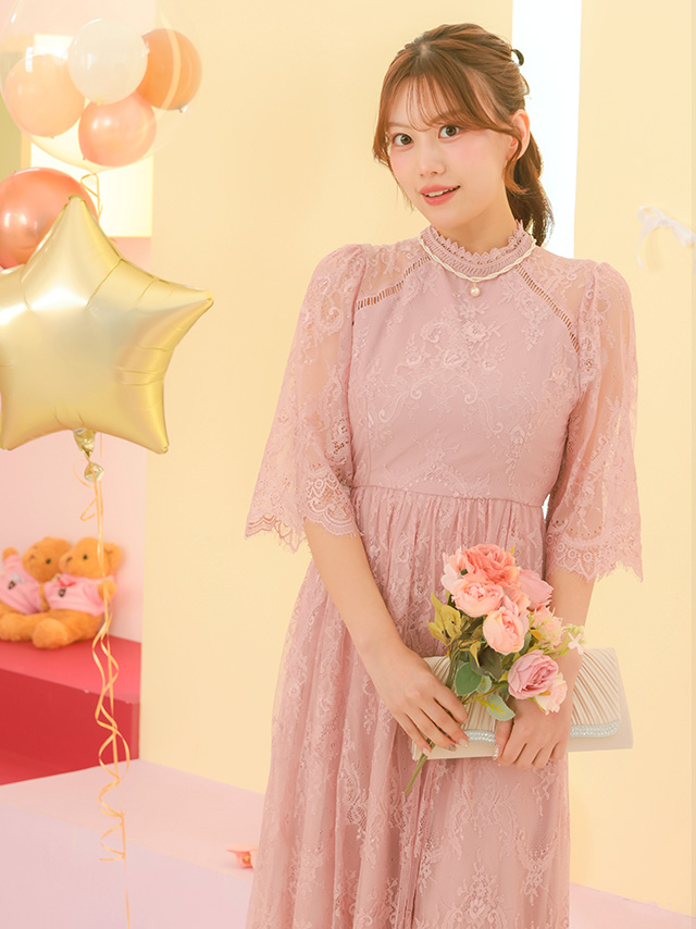 カシュクールデザインハイウエスト切り替えパーティードレスのイメージ画像3