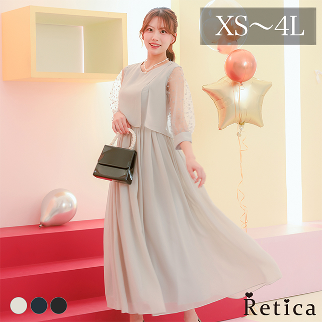 カシュクールデザインハイウエスト切り替えパーティードレスのメイン画像