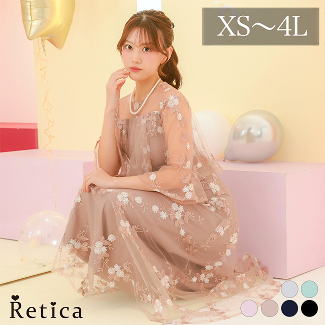 カシュクールデザインハイウエスト切り替えパーティードレスのメイン画像