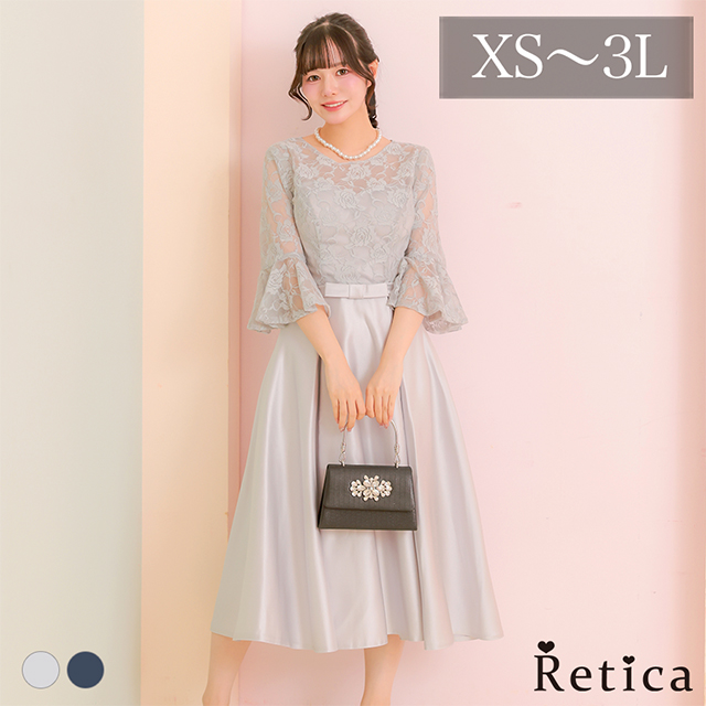 カシュクールデザインハイウエスト切り替えパーティードレスのメイン画像