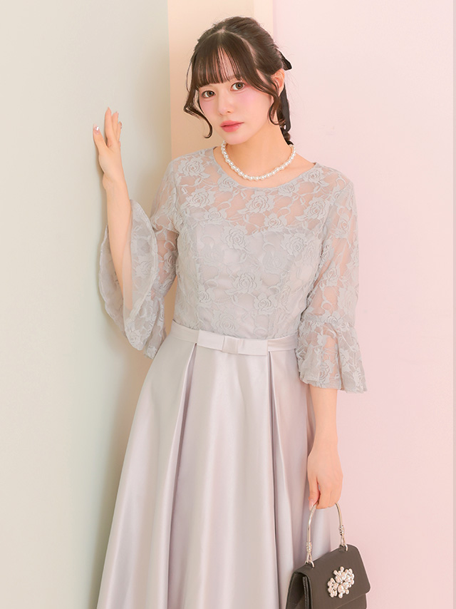 カシュクールデザインハイウエスト切り替えパーティードレスのイメージ画像3