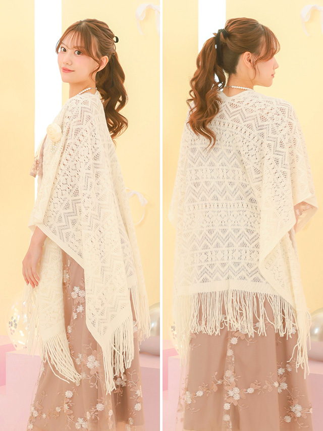 カシュクールデザインハイウエスト切り替えパーティードレスのサイドバック画像