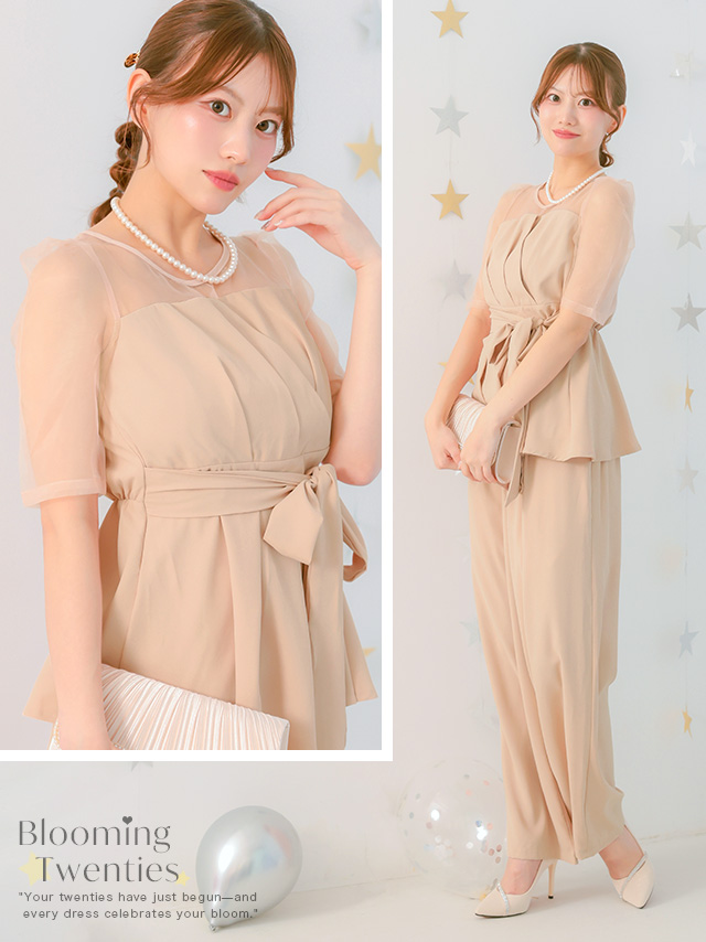 カシュクールデザインハイウエスト切り替えパーティードレスのイメージ画像2