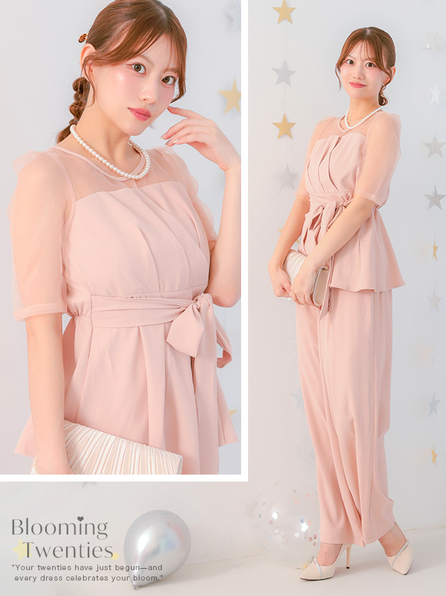 カシュクールデザインハイウエスト切り替えパーティードレスのイメージ画像2