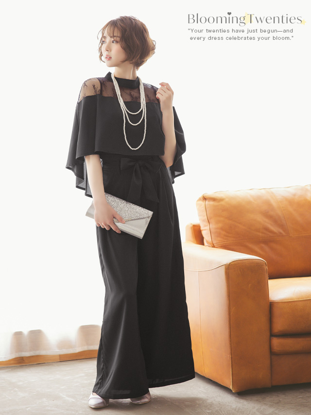 カシュクールデザインハイウエスト切り替えパーティードレスのイメージ画像1