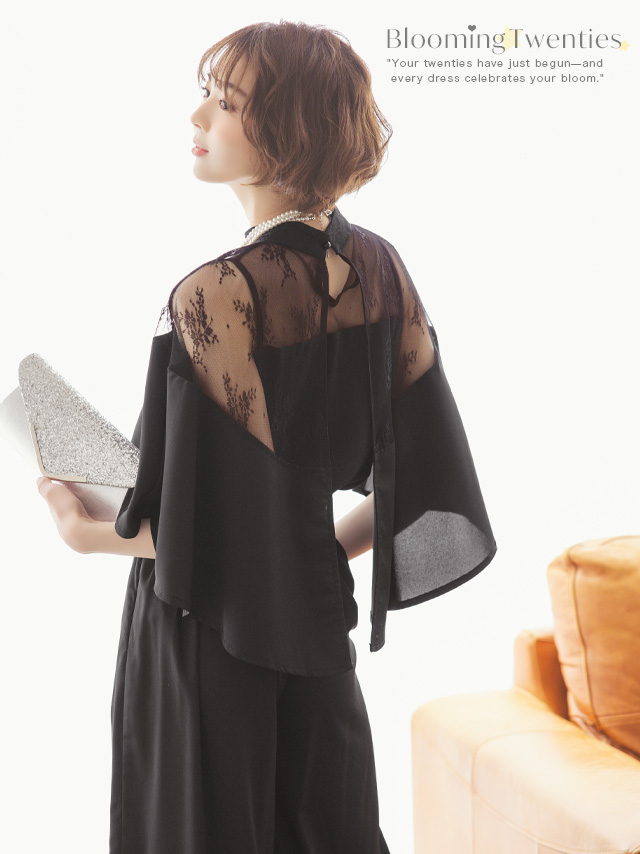 カシュクールデザインハイウエスト切り替えパーティードレスのイメージ画像3