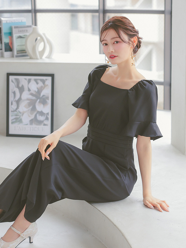 半袖ベルスリーブウエストマークワイドパンツ結婚式パーティードレスのイメージ画像3