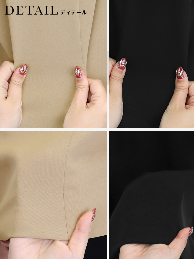 ノーカラー袖スリットジャケット×ノースリーブワンピース セットアップセレモニースーツの商品詳細2