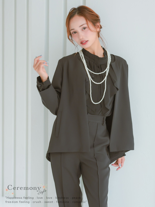 フレアスリーブジャケットセットアップセレモニースーツのイメージ画像1
