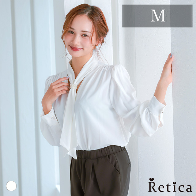 パールタイリング付きボウタイブラウスのメイン画像1