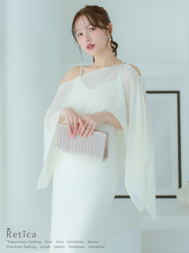 カシュクールデザインハイウエスト切り替えパーティードレスのイメージ画像1