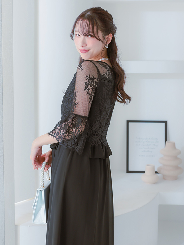 カシュクールデザインハイウエスト切り替えパーティードレスのイメージ画像3