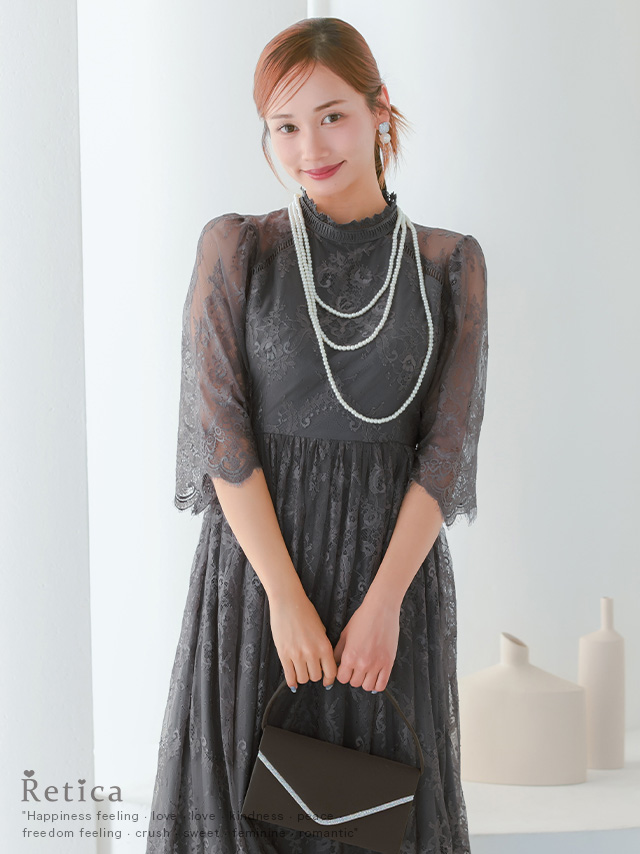 カシュクールデザインハイウエスト切り替えパーティードレスのイメージ画像1