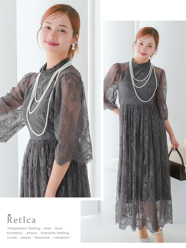 カシュクールデザインハイウエスト切り替えパーティードレスのイメージ画像2