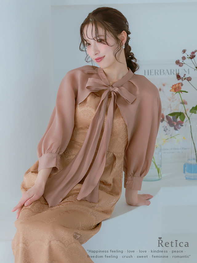 カシュクールデザインハイウエスト切り替えパーティードレスのイメージ画像1