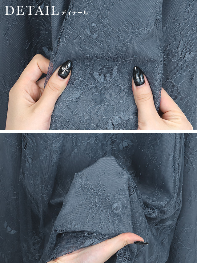 カシュクールデザインハイウエスト切り替えパーティードレスの詳細アップ