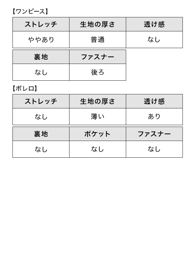 カシュクールデザインハイウエスト切り替えパーティードレスのスペック表