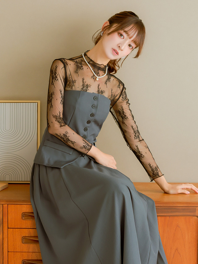 ビスチェセパレートロングフレアスカートセットアップのイメージ画像3