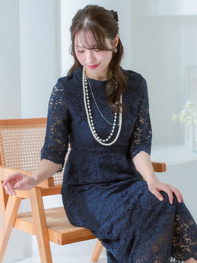 レーススリーブロングドレスのイメージ画像4