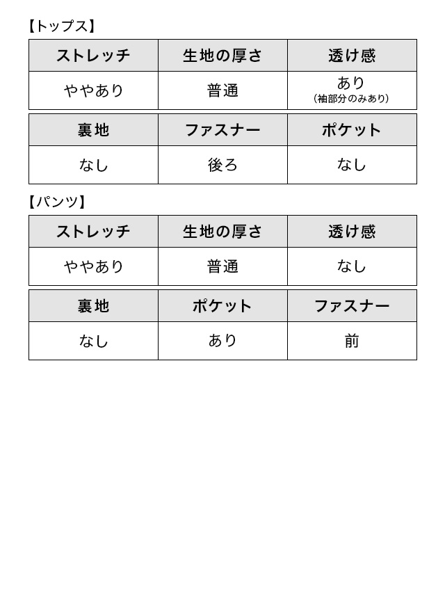 シアー袖ペプラムシルエットボウタイパンツセットアップのサイズ表