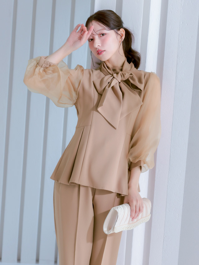 カシュクールデザインハイウエスト切り替えパーティードレスのイメージ画像3