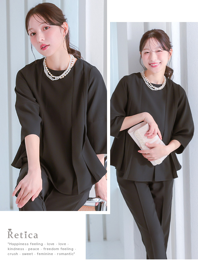 タックデザイントップス×テーパードパンツセットアップのイメージ画像2