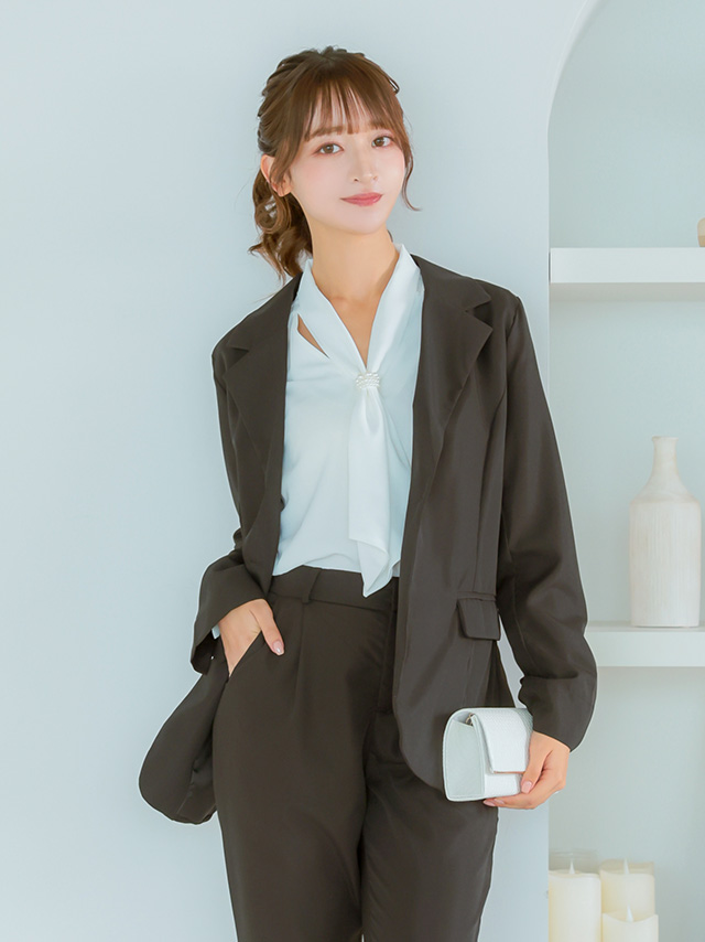 ノースリーブボタンベスト付きロングジャケットパンツ3点セットセレモニースーツのイメージ画像4