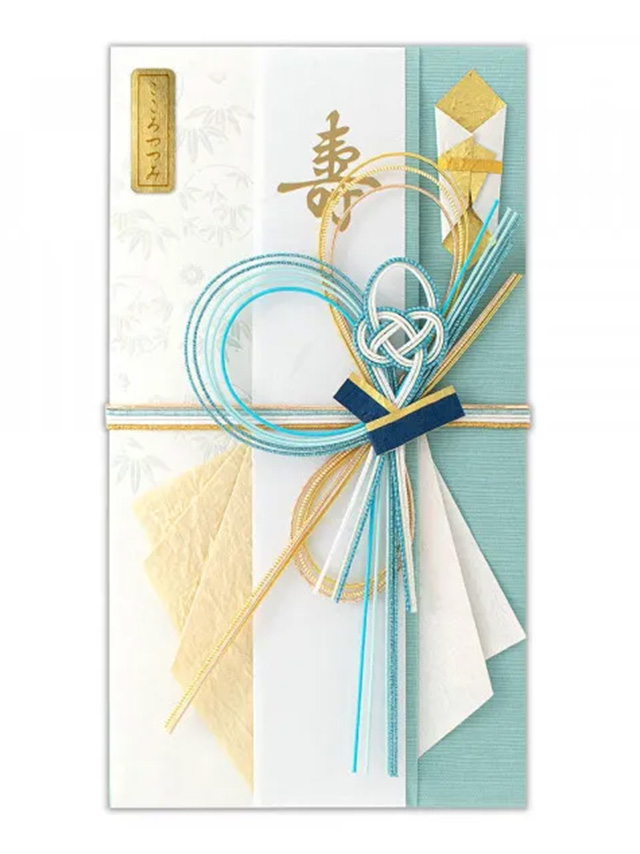 クリスタルレインボー箔押し松柄水色ご祝儀袋のイメージ画像1