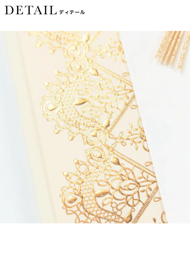 アイボリー地にブロンドレース模様パール付きご祝儀袋の詳細2