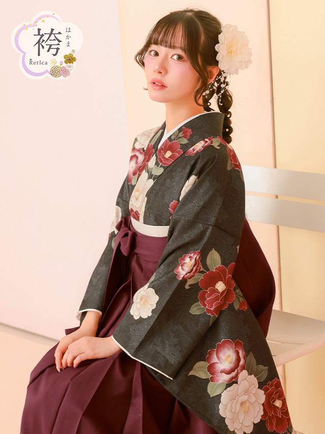 選べるニュアンスカラーはかま3点セットの聖菜ちゃんフロントバック画像