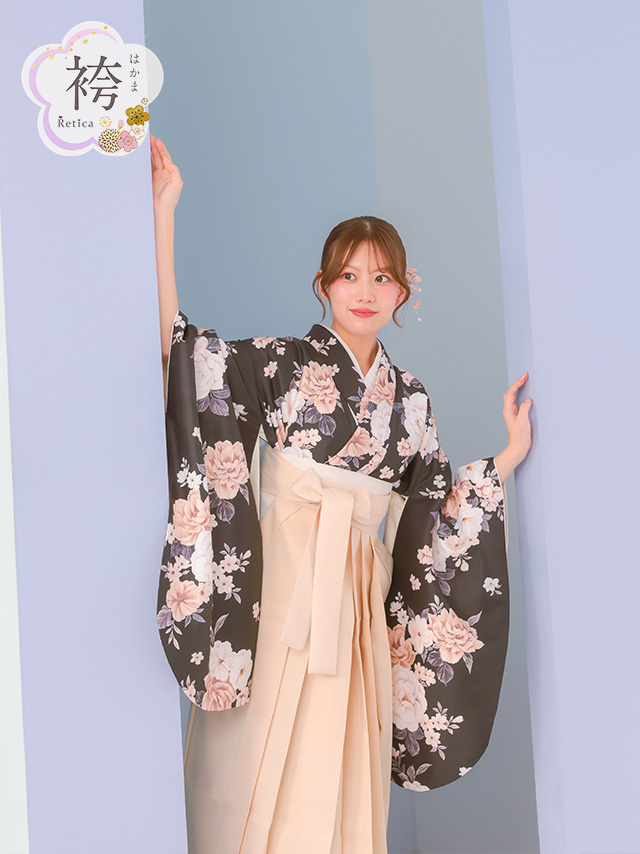 選べるニュアンスカラーはかま3点セットの聖菜ちゃんフロントバック画像