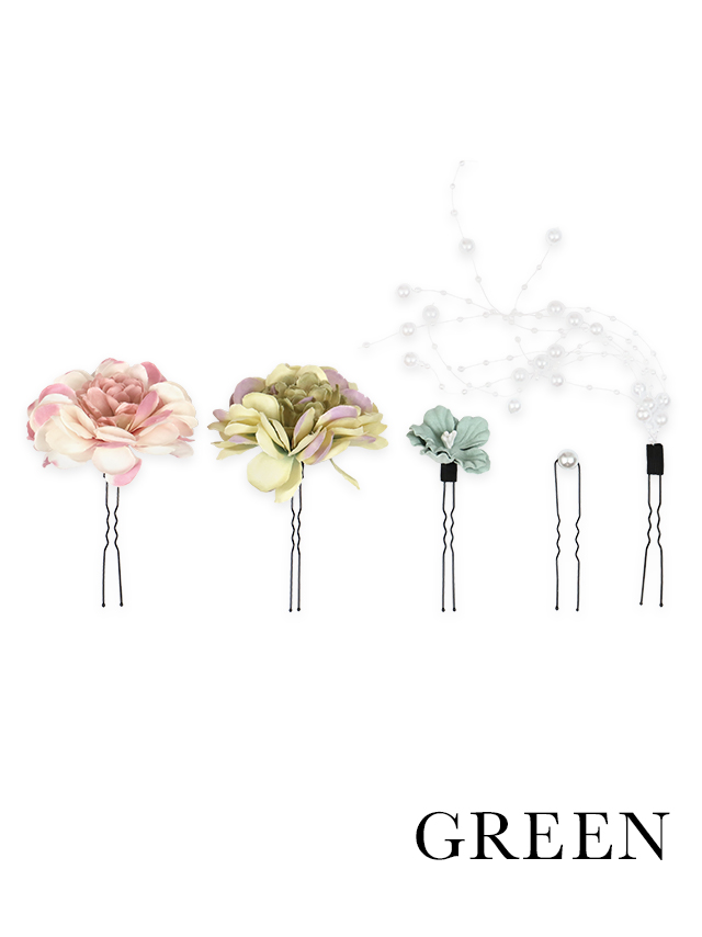 垂れパール×フラワーヘアアクセサリー5点セット袴・振袖・浴衣対応袴・振袖・浴衣対応のカラーバリエーション1