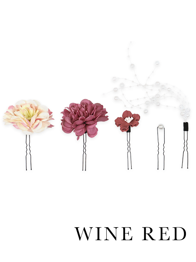 垂れパール×フラワーヘアアクセサリー5点セット袴・振袖・浴衣対応袴・振袖・浴衣対応カラーバリエーション2