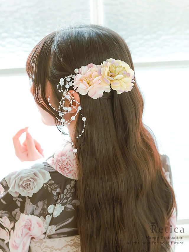 垂れパール×フラワーヘアアクセサリー5点セット袴・振袖・浴衣対応袴・振袖・浴衣対応のイメージ画像