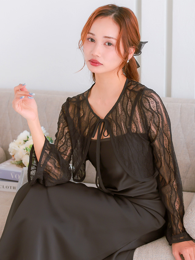 カシュクールデザインハイウエスト切り替えパーティードレスのイメージ画像1